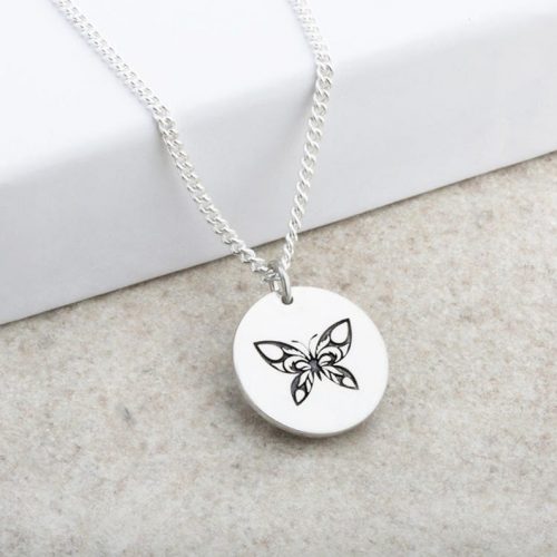 Butterfly Designed Laser Engraved Pendant