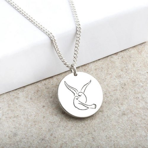 Two Turtle Dove Laser Engraved Pendant